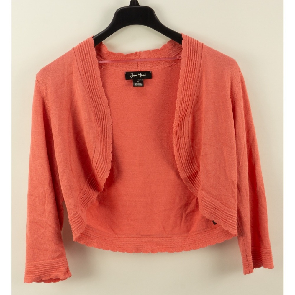 New Jessica Howard Open-Front Scalloped Cropped Cardigan Sweater Size Small Pink